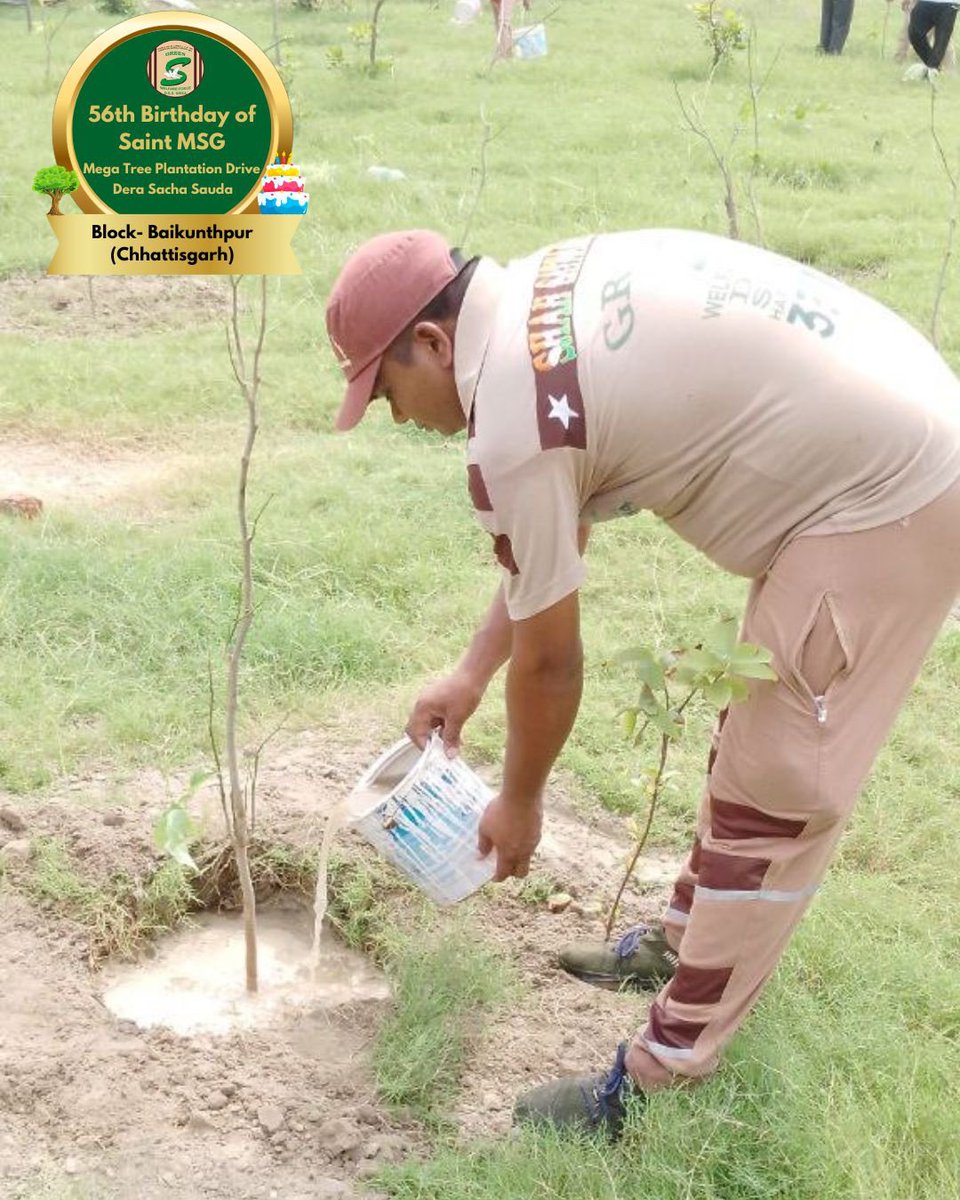 GreenSwelfares's tweet photo. Trees are important for the Earth and its environment, and for all life forms! The volunteers are celebrating MSG Bhandara by planting more trees. Indeed a beautiful way of celebration! 
#TreePlantation #SaintDrMSG #DeraSachaSauda #56thBirthdayOfSaintMSG #56thBirthdayWithTreePlantation #15thAugust