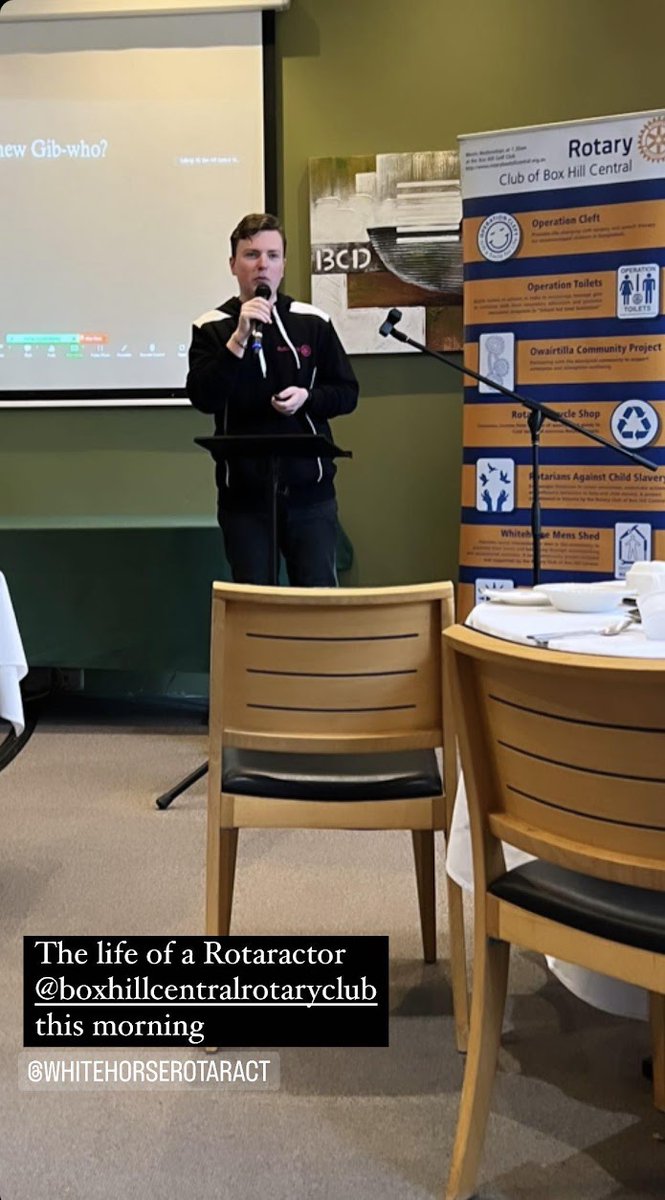 Earlier this month our Co-President Matthew was invited to talk at the Box Hill Central Rotary Club about his experiences and journey through Rotaract!

He spoke about his time at RYLA, taking on leadership roles, and the connections he's made along the way. 

#Rotaract #Rotary