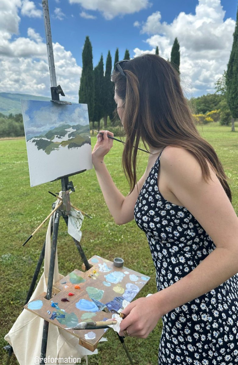 sometimes, she takes her work outside.