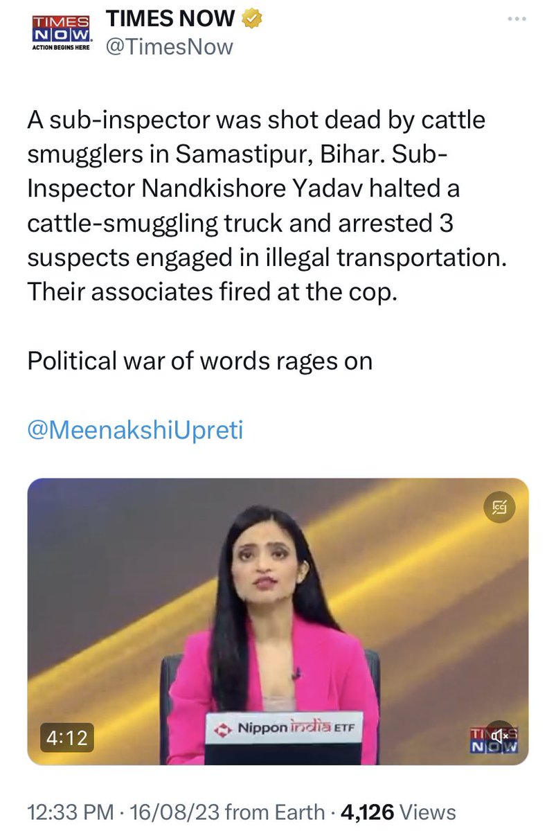 BefittingFacts's tweet photo. When a Cattle smuggler gets killed, @sardesairajdeep invokes Phule, Ambedkar, Shahu

But when Cattle smugglers kill policeman, Sardesai goes on meditation forget invoking Dinkar, Prasad or Bismillah Khan. https://t.co/SzYghLgjda
