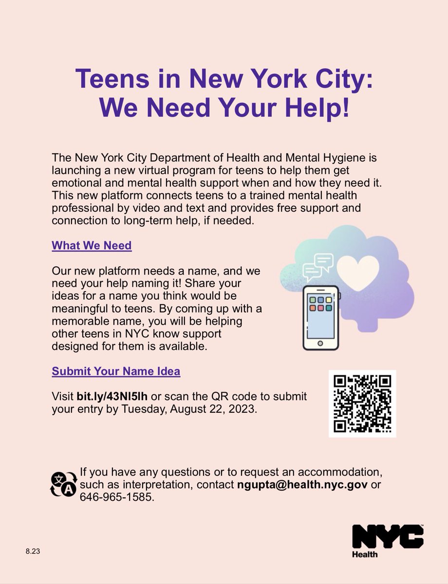 Teen Virtual Mental Health Service Family Forum on August 26, 2023.