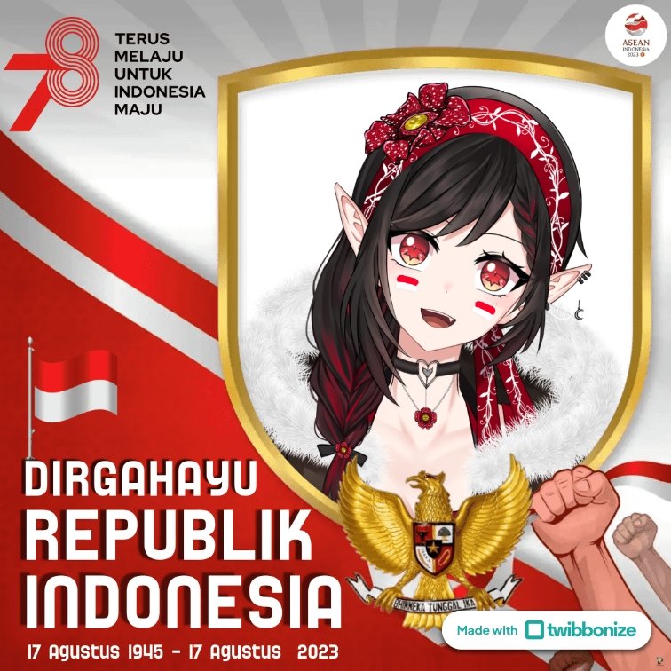 SelenaRaffles's tweet photo. Nyong Annyeong! Konnichiwa! Hai! Hai! Hai!!!! 
Selena Raffles still here!!! 
Elen mau ngucapin Selamat Hari Kemerdekaan Indonesia!! 
Terus melaju bersama, bersatu untuk Indonesia maju~~ 
#selenaraffles #Vtubers #IndonesiaRaya https://t.co/rWLdegQ8EF