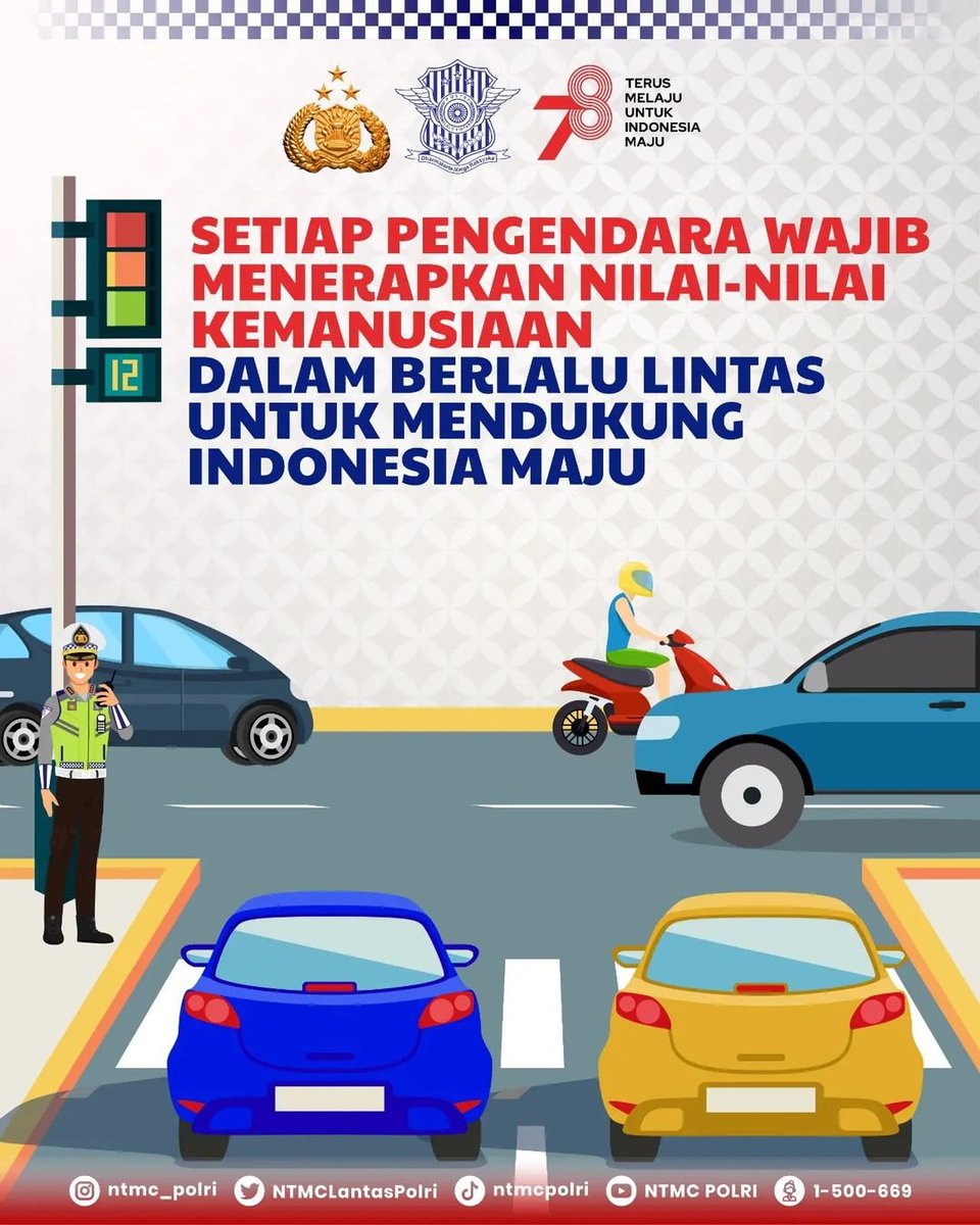 Sahabat Lantas Sebagai pengendara yang tertib, wajib menerapkan nilai-nilai kemanusiaan salam berlalu lintas untuk mendung Indonesia maju. #NTMCPolri #TertibLaluLintas #Keselamatan
