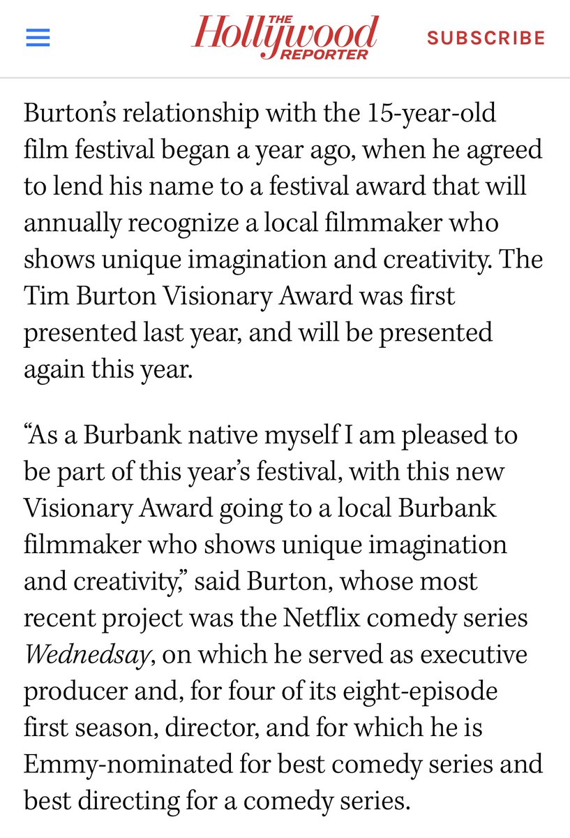 Burbank Declares 'Tim Burton Day' With the Hometown Filmmaker Set to Return  for Local Film Fest (Exclusive) – The Hollywood Reporter