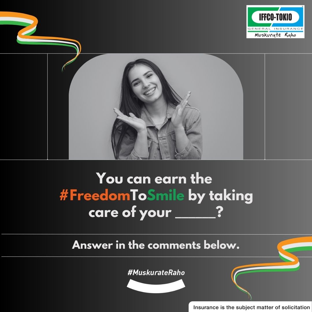 IFFCO__TOKIO's tweet image. Tell us what makes you smile and answer in the comments below. Like a treasure chest, your well-being is the key that unlocks the boundless joy within. #FreedomToSmile #MuskurateRaho #IFFCOTOKIO