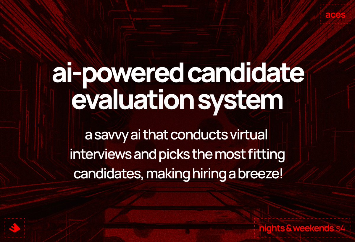 ShouryaSengupta's tweet photo. Aces: AI-Powered Candidate Evaluation System

a savvy AI that conducts virtual interviews and picks the most fitting candidates, making hiring a breeze!

@_buildspace @_nightsweekends https://t.co/T0Cy3qW3n5