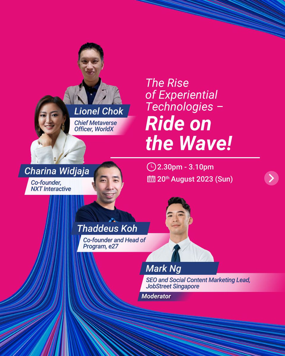 Ms. Charina, co-founder of #nxtinteractive #singapore will be joining the speaker panel to share insights into Experiential Technology and its importance in marketing strategies.