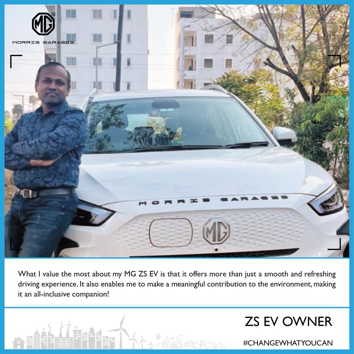 We are glad that your MG ZS EV has been able to provide you with an ideal driving experience. We wish you many more enjoyable journeys ahead!

#ZSEV #MGZSEV #ChangeWhatYouCan #StoriesOfMG #CustomerTestimonials #MorrisGaragesIndia #MGMotorIndia