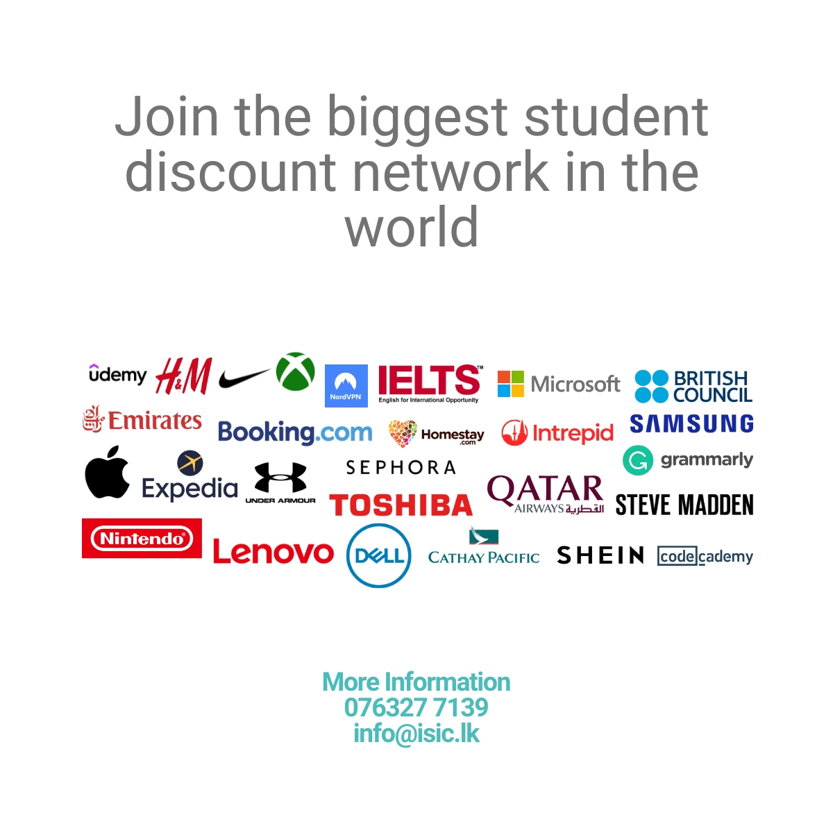 ISICSriLanka's tweet photo. Drive traffic, and boost sales! 

Become an #ISICBenefitPartner and offer student discounts. 

Get featured on high-traffic ISIC platforms, reaching millions worldwide. 

Join us at no cost and seize this opportunity! #GlobalVisibility #StudentCommunity

#CMB #LKA #SriLanka #ISIC https://t.co/JHpSaMOa99