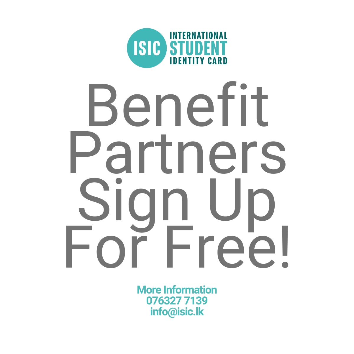 ISICSriLanka's tweet photo. Connect globally as an #ISICBenefitPartner! 

Offer exclusive discounts to 4.5M+ ISIC cardholders in 130+ countries. 

Boost sales and impact students' lives. 

Join the ISIC network today! #StudentDiscounts #GlobalOpportunity #ISICSriLanka #ISIC #SriLanka #CMB #LKA https://t.co/jw3rIblchY