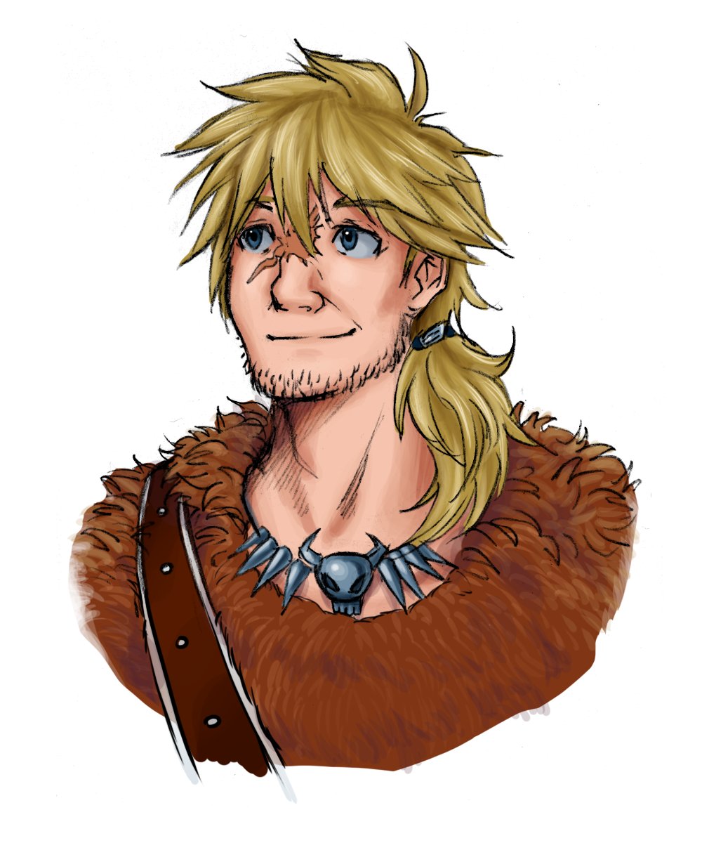 Raidow has many faces. The drunk, the overly friendly, the mysterious. There's... a lot he hides behind his smile. 

This chaos also shows in his battle skills.

"Acrimony" for example hits double DMG against certain enemy types, but the type randomly changes each turn.

#JRPG