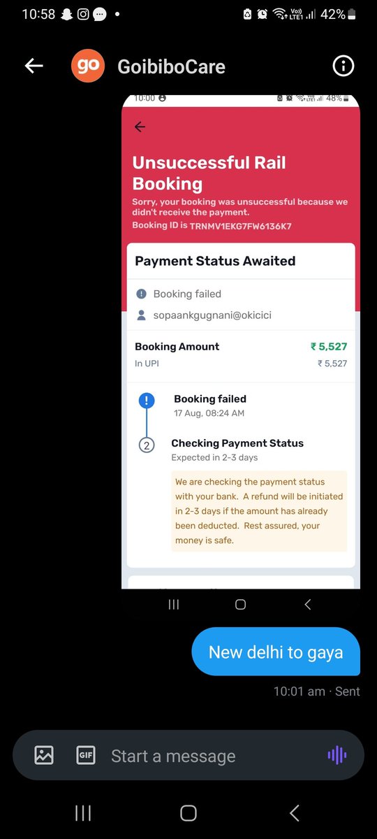Sopaan4's tweet photo. @GoibiboSupport @goibibo you haven't got any reply from your side. It's been over an hour https://t.co/22OKsepYOT
