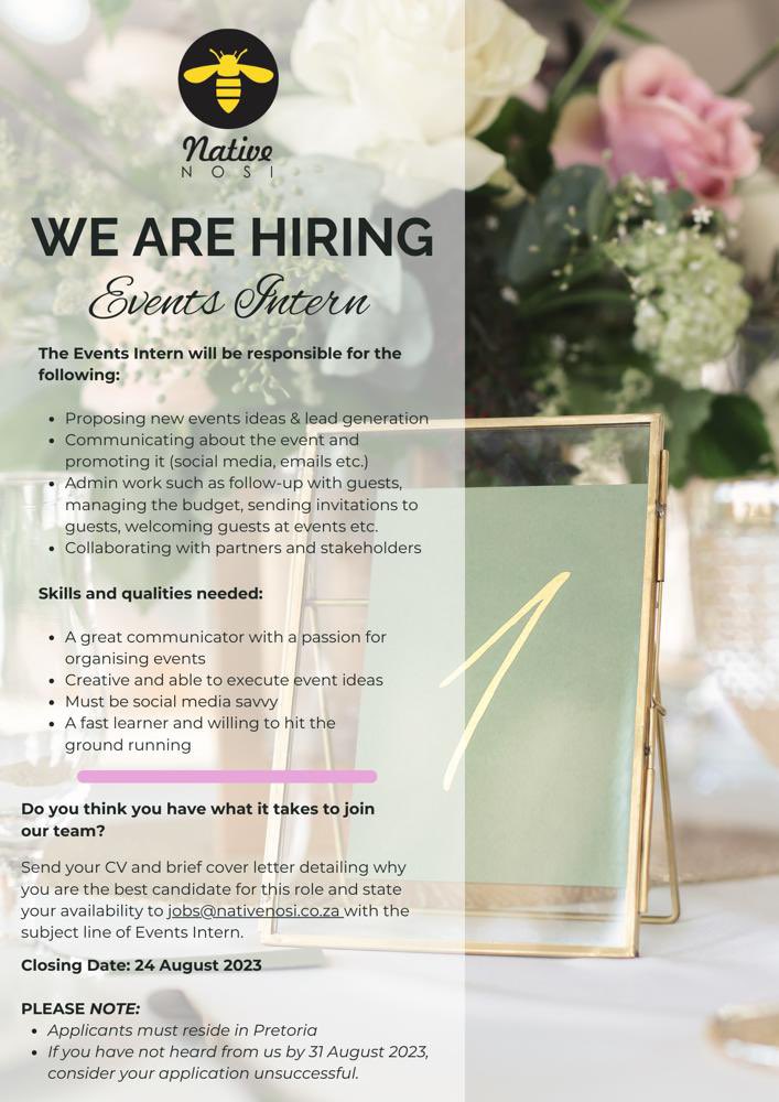 Would you like to join our team? We are looking for a vibrant result based individual passionate about people and the events space 🌸