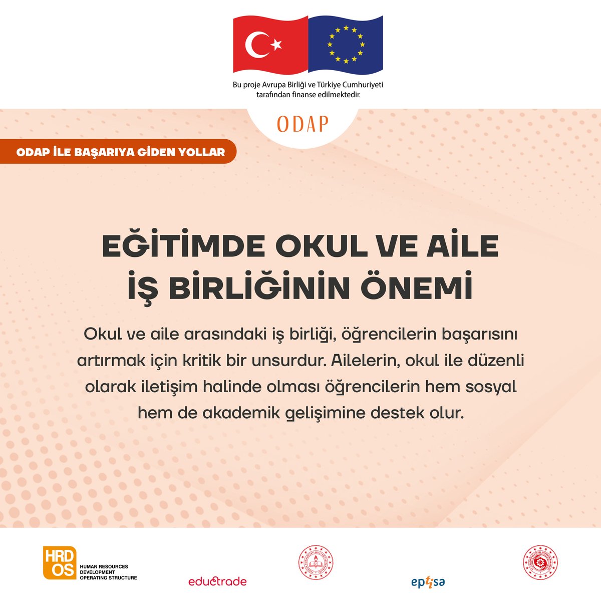 MebOdap's tweet photo. Eğitimde okul ve aile iş birliği, öğrencilerin başarılı bir şekilde ilerlemesi ve gelişmesi için önemli bir faktördür.
#HayallerineİnanOkulaDevam #MEBODAP
@tcmeb @csgbakanligi @IKGPRO @EUDelegationTur @meb_ogm https://t.co/GmhEYOXVUA