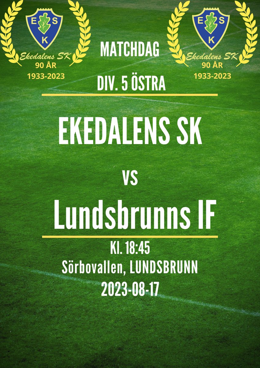 Matchdax!
Ikväll spelar A-laget borta mot Lundsbrunns IF på Sörbovallen i Lundsbrunn.
Matchstart 18:45