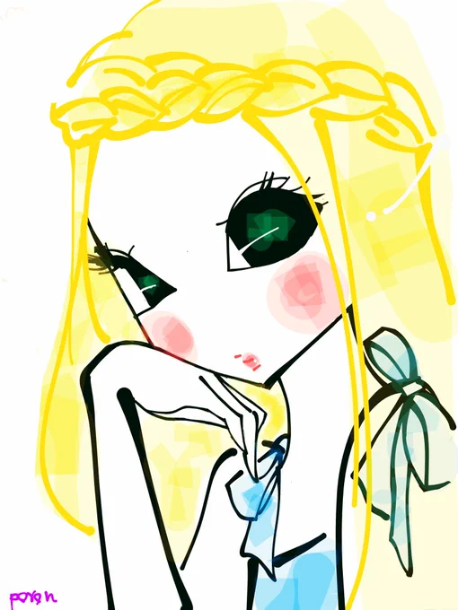 こんな髪型どうかしら?#イラスト #お絵描き #女の子 #ファンシー 