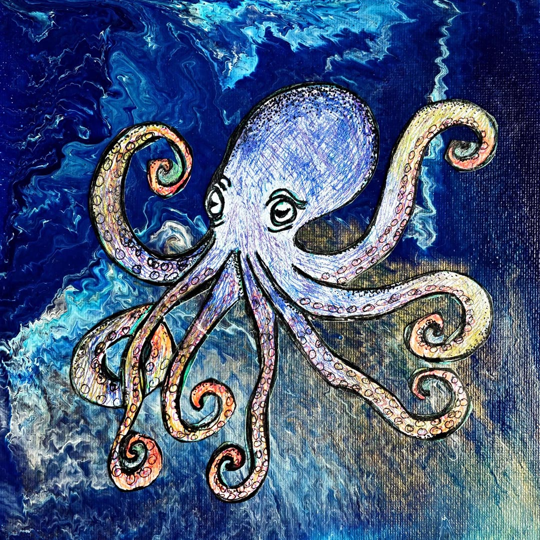 LondonArtCol's tweet photo. We are thrilled to share Lucy Coles Octopus Painting  that stood out to us during our Under the Sea Weekend Art Challenge! Don't miss the chance to participate in our upcoming challenges! Keep an eye on our blog every Friday for the latest theme! #LondonArtCollege https://t.co/knaNzSrP1N