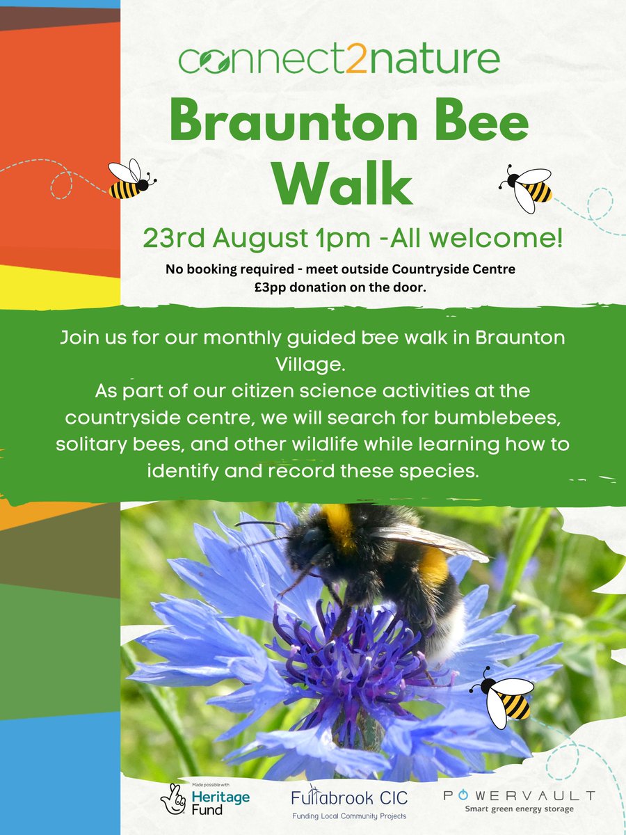 CentreBraunton's tweet photo. If you missed our Bumblebee ID Day yesterday, why not join us for our Braunton Bee Walk next Wednesday to get your dose of bees? 🐝
We'll be identifying and recording the bees as part of our citizen science efforts at the Centre. See you there!
#connect2nature #bees https://t.co/01rorhuOEd