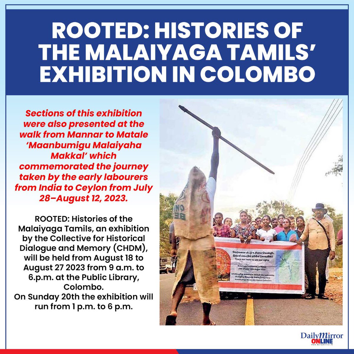 Dailymirror_SL's tweet photo. ROOTED: Histories of the Malaiyaga Tamils’ Exhibition in Colombo

https://t.co/MOyVMAtQQA https://t.co/jnq3egPVVz