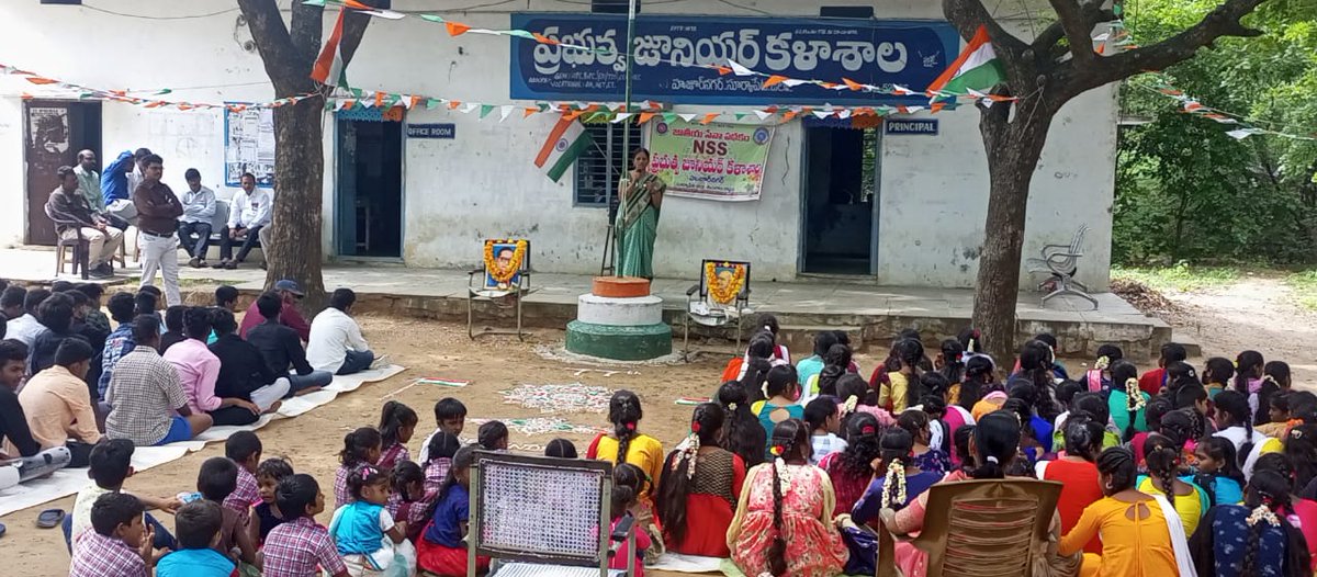 nssrdhyderbad's tweet photo. Huzur Nagar Govt. Junior College, Suryapeta, Telangana under MGU celebrated #77th_independence_day in their college on 15th August, 2023.
@_NSSIndia @PMOIndia @YASMinistry @ianuragthakur @pankajsinghips #maati_ko_naman #VeeronKaVandan #MeriMaatiMeraDesh https://t.co/ImEQzIdN8p