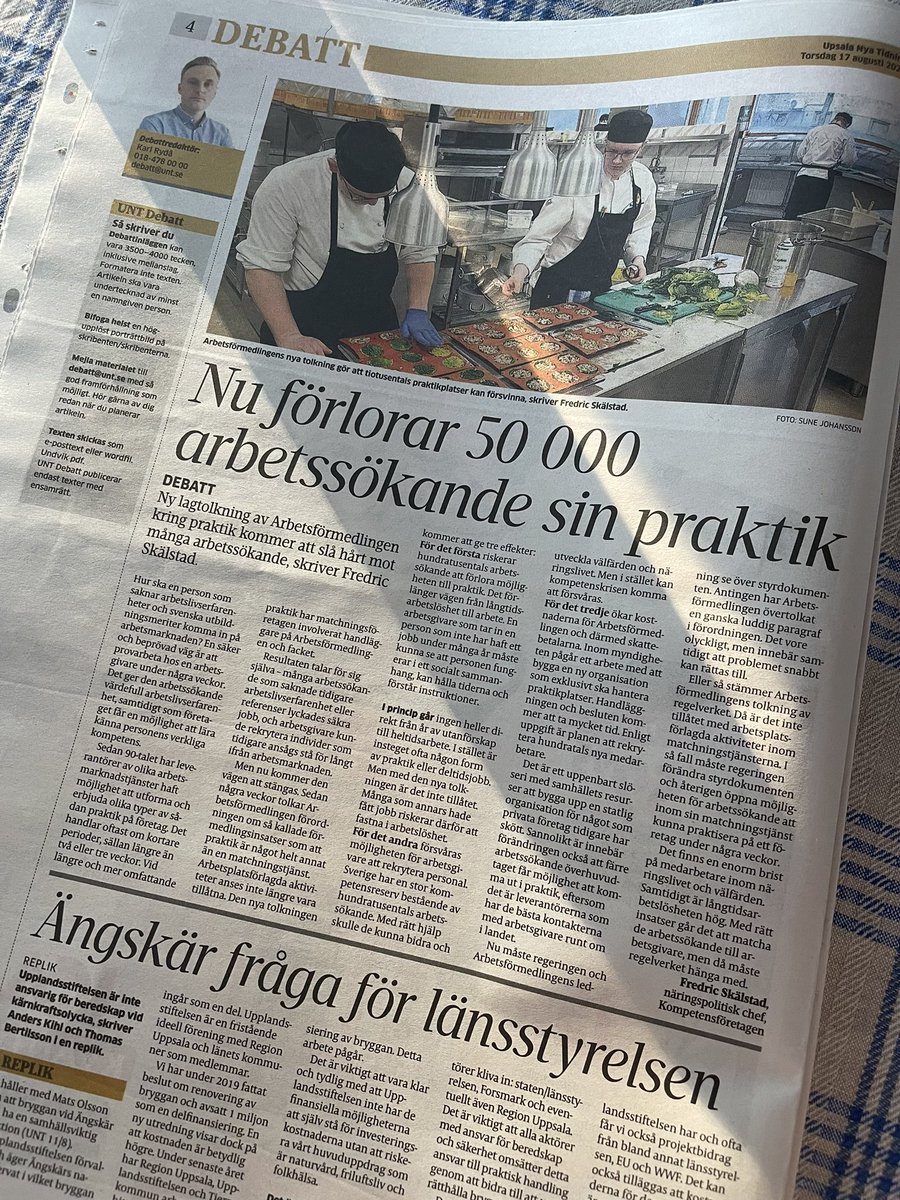 Vägen till arbete är ofta en kort period av praktik på en arbetsplats. Men nu ser det ut som att den möjligheten håller på att stoppas för arbetssökande i matchningstjänster.

Vi måste nu tillsammans reda ut om regelverket behöver förändras <a href="/JohanPehrson/">Johan Pehrson</a> och <a href="/Arbetsformed/">Arbetsförmedlingen</a>.