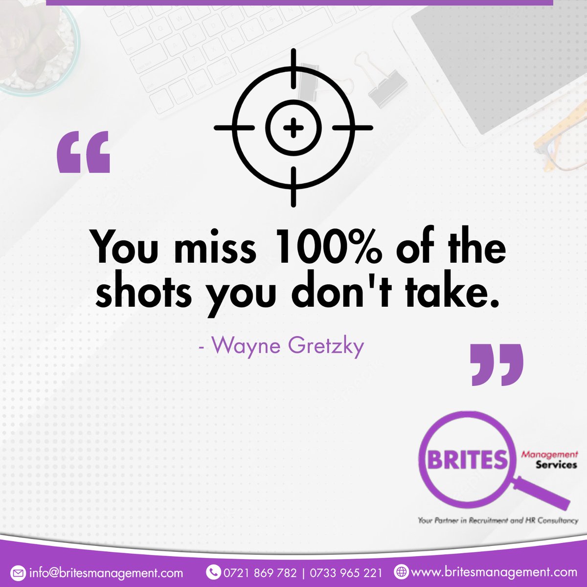Brites_Services's tweet image. #MotivationalThursday
Don't just sit around waiting for opportunities to come to you - go out there and make them happen! It's like that old saying, "You miss 100% of the shots you don't take." Make sure you take that shot today!
#motivationalquote #takethatshot #hrconsultancy