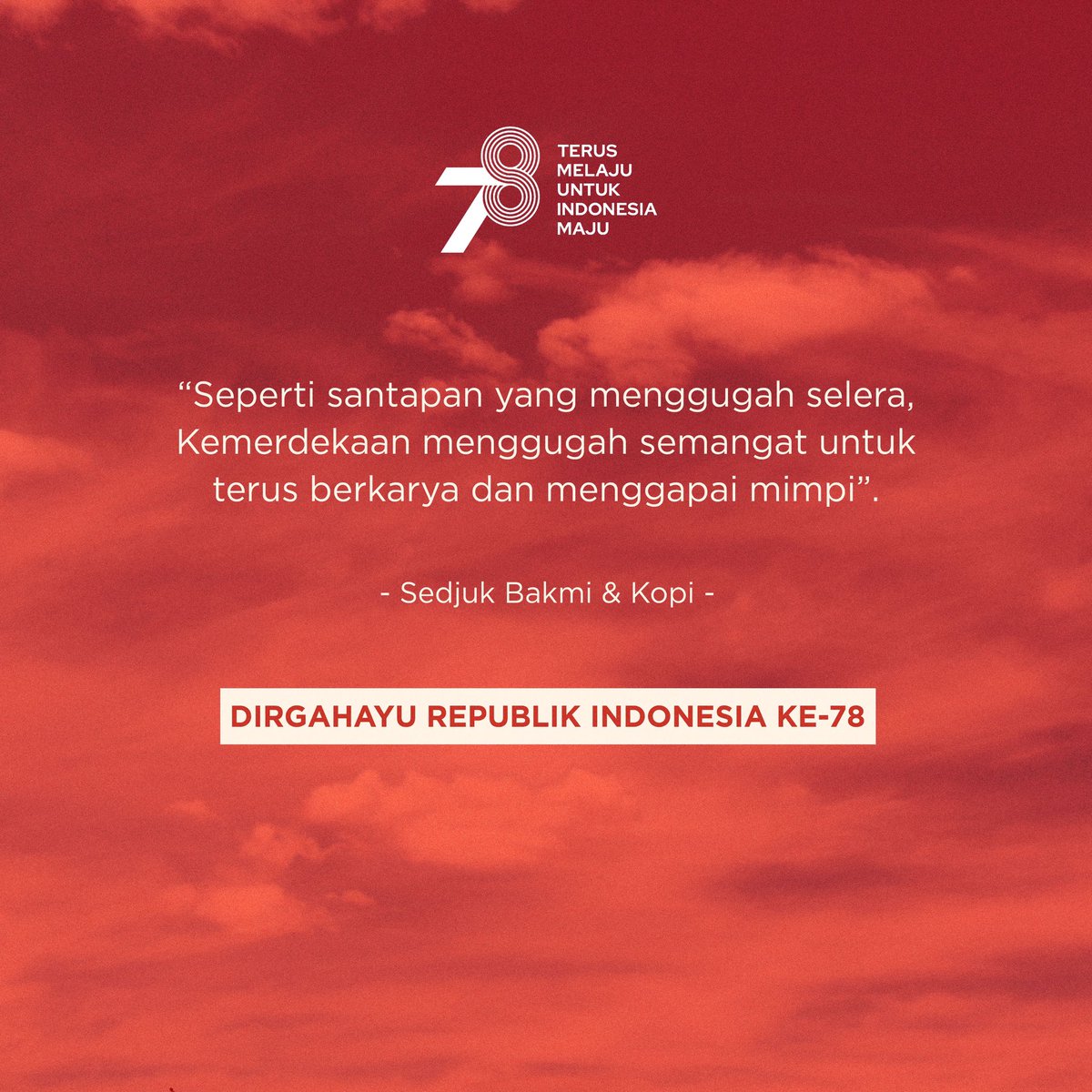 sedjukbakmikopi's tweet photo. Spesial dari kami, untuk Dirgahayu HUT RI Ke-78. MERDEKA‼️🇮🇩🍜

Tonton Video Fullnya hanya di Instagram Sedjuk yah..!!! 🔥 https://t.co/bcks4TgIWv