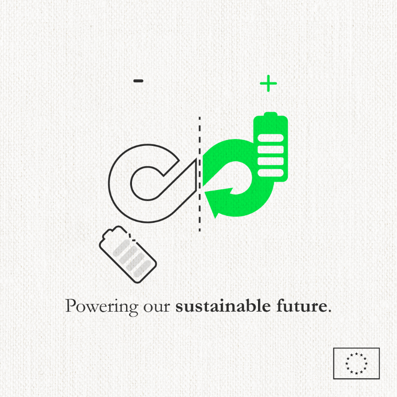 EU_Commission's tweet photo. 🔋 Batteries are strategic for the EU's transition to a climate-neutral economy.

A new law aimed at ensuring the collection, reuse, and recycling of batteries in Europe has entered into force this week.

From manufacturing to reuse, here's how it works ↓

#EUGreenDeal