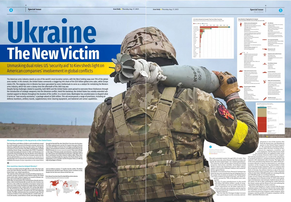 IranDailyWeb's tweet photo. #Ukraine the #NewVictim
Unmasking dual roles: #US ‘security aid’ to #Kiev sheds light on #American companies’ involvement in #globalconflicts 
https://t.co/XkjUHZmDUk https://t.co/v3svgEX4ib