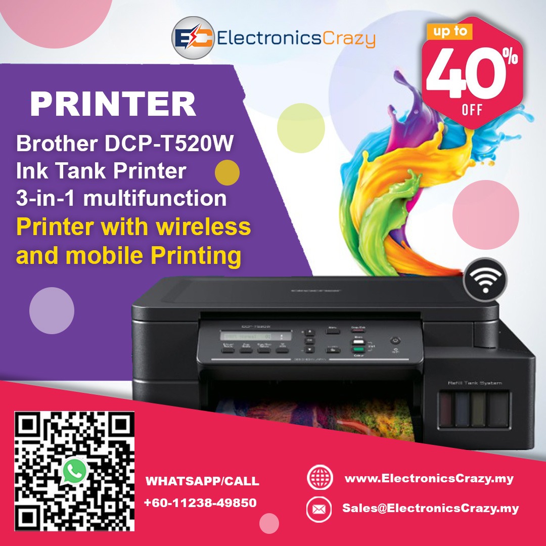 EcrazyMY's tweet photo. Brother DCP-T520W Ink Tank Printer 3-in-1 multifunction printer with wireless and mobile Printing

Buy Now:https://t.co/Dj3ZBUgasI

#printers 
@electronicscrazy.my https://t.co/fCZ8gR2r3f