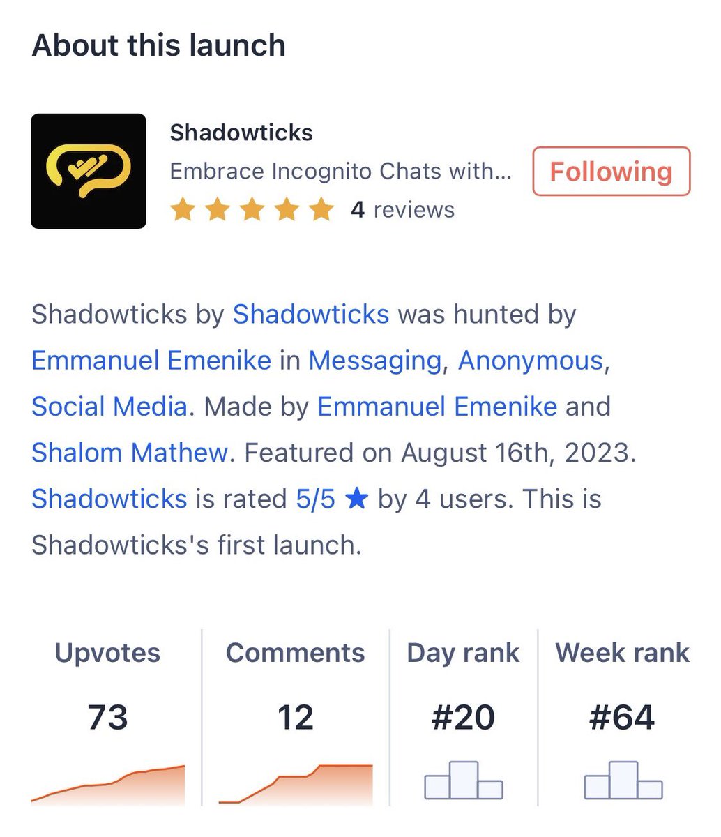 shadowticks's tweet photo. Shadowticks first launch 🚀 

#producthunt @ProductHunt #stayIncognito https://t.co/lkysvGGEiG
