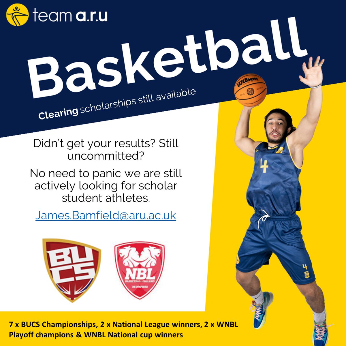 Get in touch if you are still uncommitted.

We are looking for Point Guards, Forwards &amp; Centres.

Men's &amp; Women's teams.

Scholarships available.