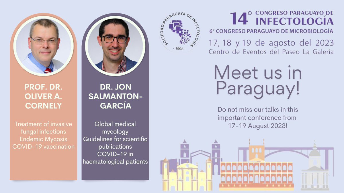 Very interesting conference @SPInfectologia in Paraguay for the next 3 days! With presentations from @CornelyOliver and @SalmantonGarcia on #fungalinfections #mycology and #COVID19 👇