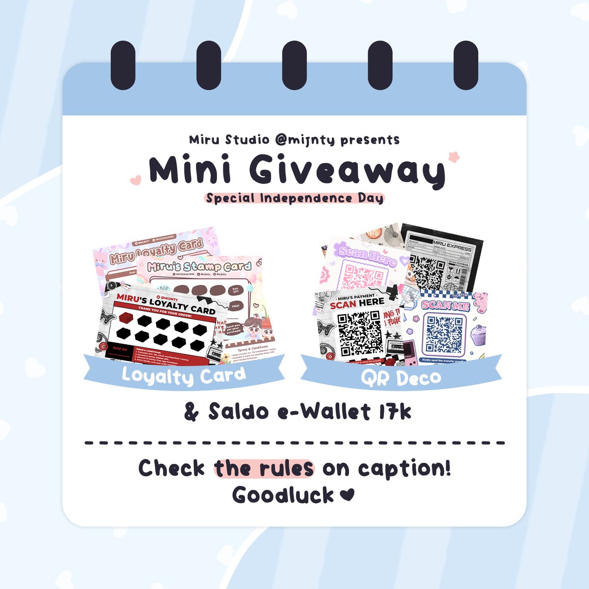 mijnty's tweet image. ˚₊‧ giveaway loyalty card, qr deco &amp;amp; saldo ewallet ‧₊˚

• rt tweet ini
• rt item yg kalian mau (boleh lebih dari 1)

end tba, goodluck! ☆
sfu #zonauang #zonaba