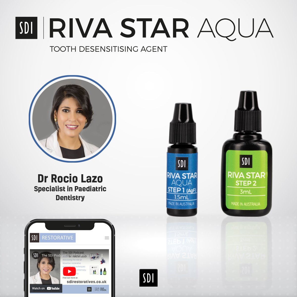Riva Star and Riva Star Aqua are essential non-invasive desensitising agents ideal for MI dentistry, working as biofilm inhibitors using fluoride, silver &amp; patented booster of potassium iodide to minimise staining. 

Lisen to Dr Lazo's latest podcast:
youtube.com/watch?v=LfX4p3…