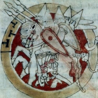 #cavalieri #normanni, #miniatura tratta dal #manoscritto BM MS 228, Le Mans, XII secolo, #medioevo #medievale #middleage #mittelalter #moyenage #FestivaldelMedioevo #FdM2023 #medievalarmor #elmo #scudo #lancia