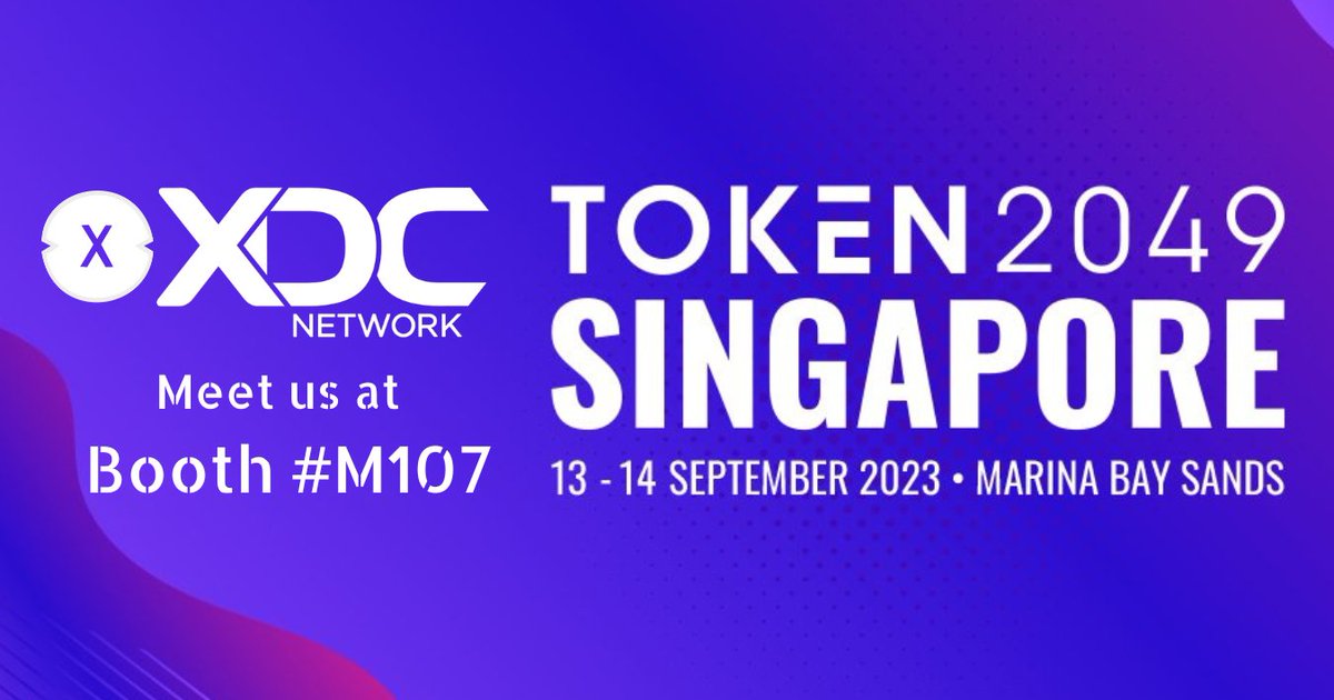 XDCNetwork's tweet photo. XDC Network is thrilled to announce that we are a silver sponsor at Token2049, one of the premier events in the blockchain and Web3 space. 

Join us at
📍Booth No. : M107 
🗓️Date: September 13-14, 2023, 
🏢Location: Marina Bay Sands.

Discover the future of blockchain technology, network with industry leaders, and learn more about XDC Network's innovative solutions. 

See you there! 🌍 
#Token2049 #XDCNetwork #blockchain #XDC