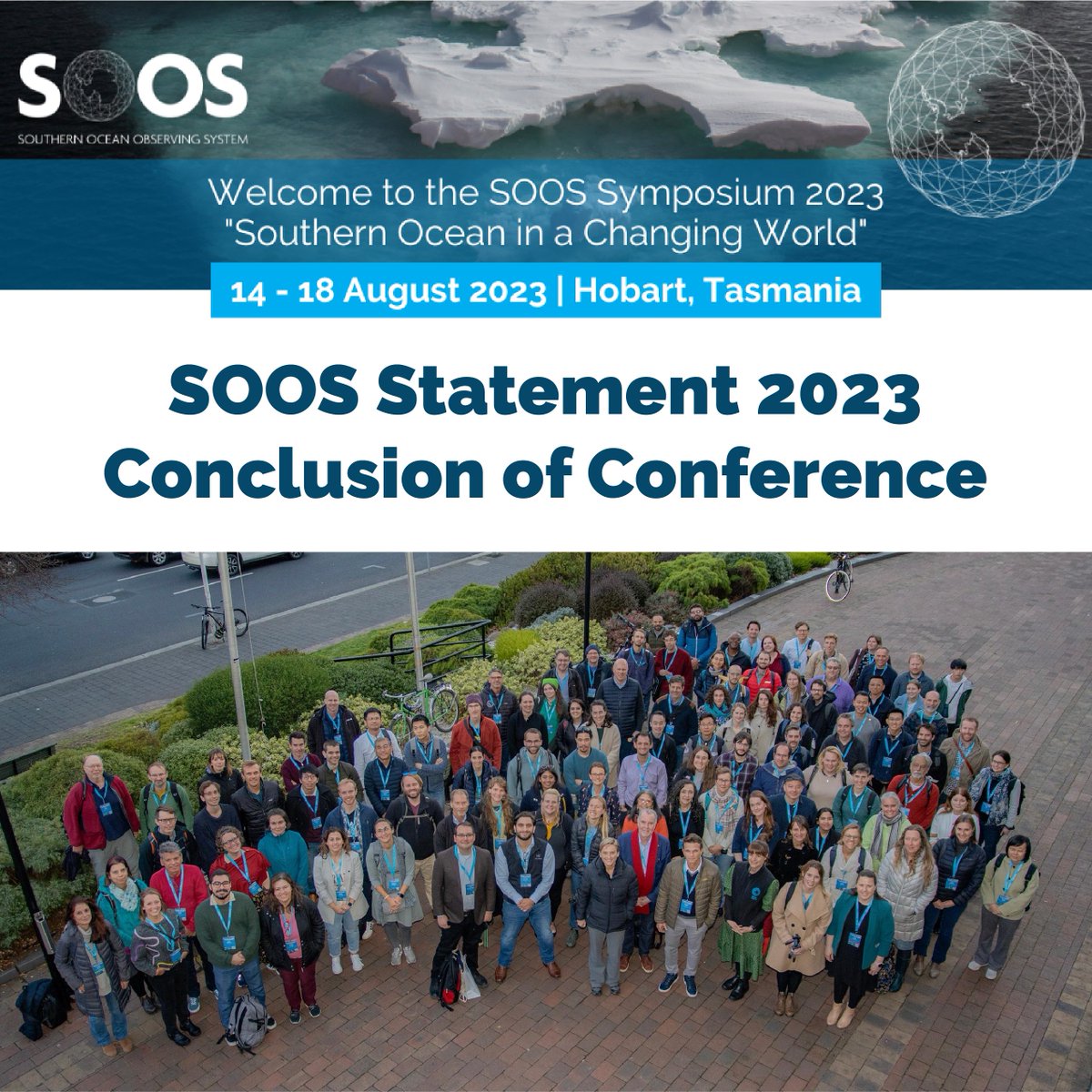 🌊 Urgent Call for Action: International scientists unite for Southern Ocean research amid the climate crisis.

The inaugural <a href="/SOOSocean/">SOOS</a> symposium was concluded with a crucial joint statement. 
➡️Read the 'SOOS Statement 2023' here: bit.ly/SOOS_Statement…