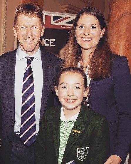 Hey <a href="/astro_timpeake/">Tim Peake</a> - I thought you would like to know that this little girl (Whom we inspired all those years ago..) just received 4 A's in the Sciences and Maths at A-Level and is off to Uni...