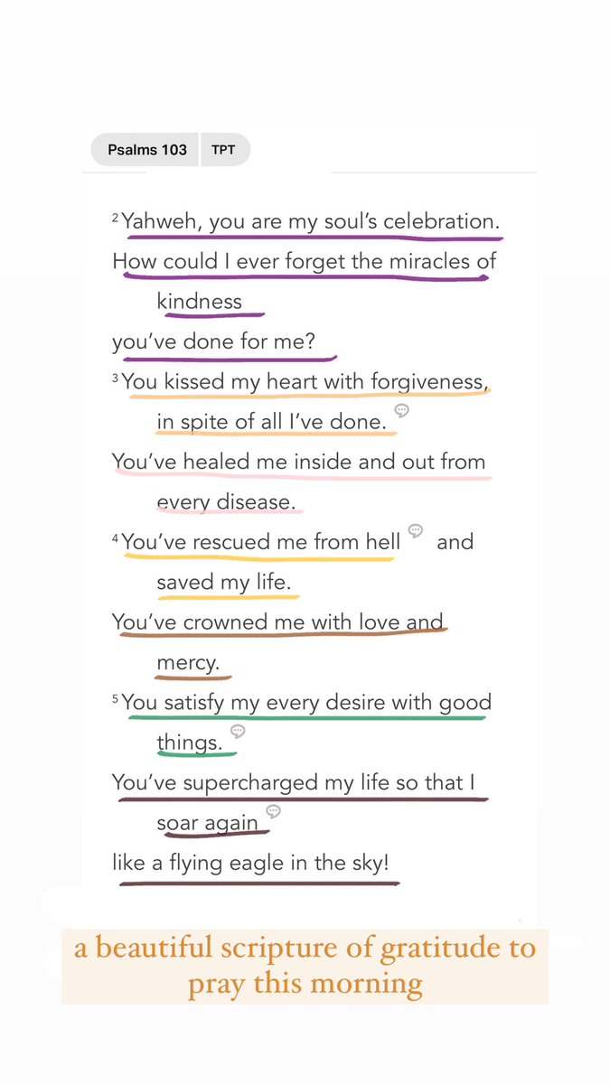 A beautiful psalm of gratitude to pray this morning. Thank you Jesus for all you have done. 🙏🏼