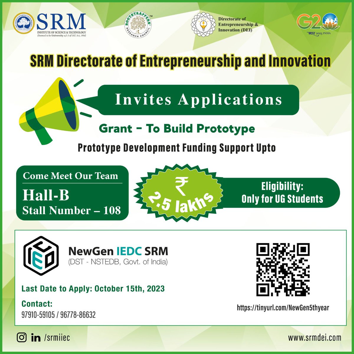 SRM_DEI's tweet image. Welcome Tamil Nadu!!! The TN Startup Thiruvizha 2023.
Visit our stall @ CODISSA Hall B – 108, August 19th to 20th 2023, Coimbatore, TN.
#srmist #startuptn #festival #innovation #startup #entrepreneurship #networking #investment