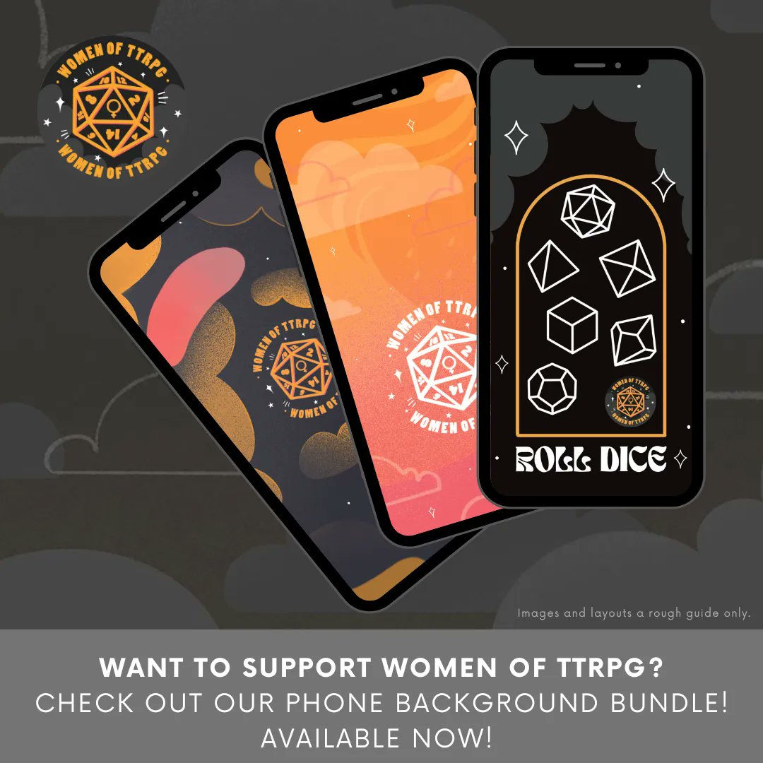 Do you want to support Women Of TTRPG?!
Check out our new phone background bundle!

Created by our own <a href="/ZoeLore_/">Zoë Lore</a> and available right now!

buff.ly/3KKNiT8

#WomenOfTTRPG #WomenOfDnD #TTRPG #TTRPGCommunity #FeministNerd