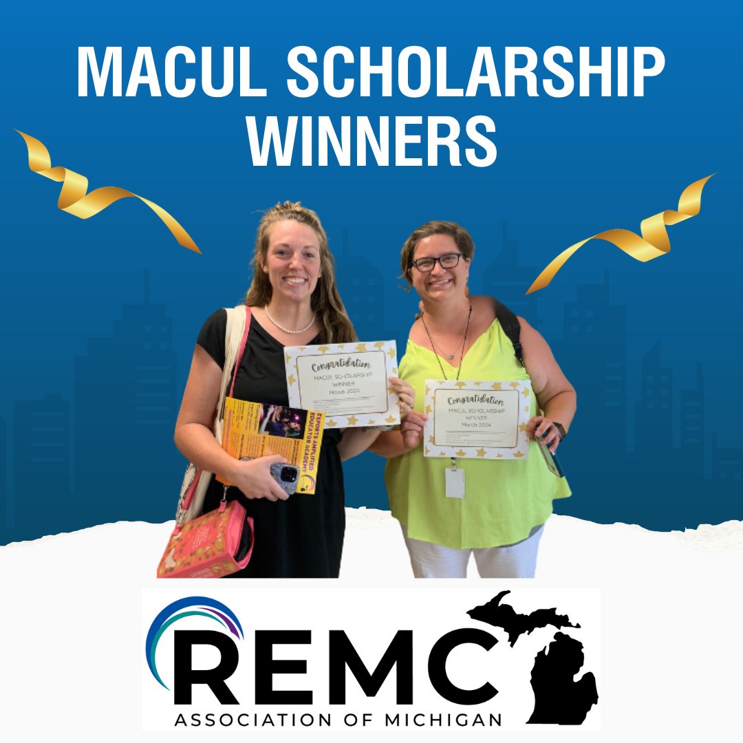 REMC is proud to offer MACUL conference scholarships. Two winners participated in  Podcast Confessionals at WIRED TC and entered the drawing. Leanne from Bellaire Public Schools &amp; Laurie from Blair Elementary will be going next March! Scholarships include hotel &amp; registration.