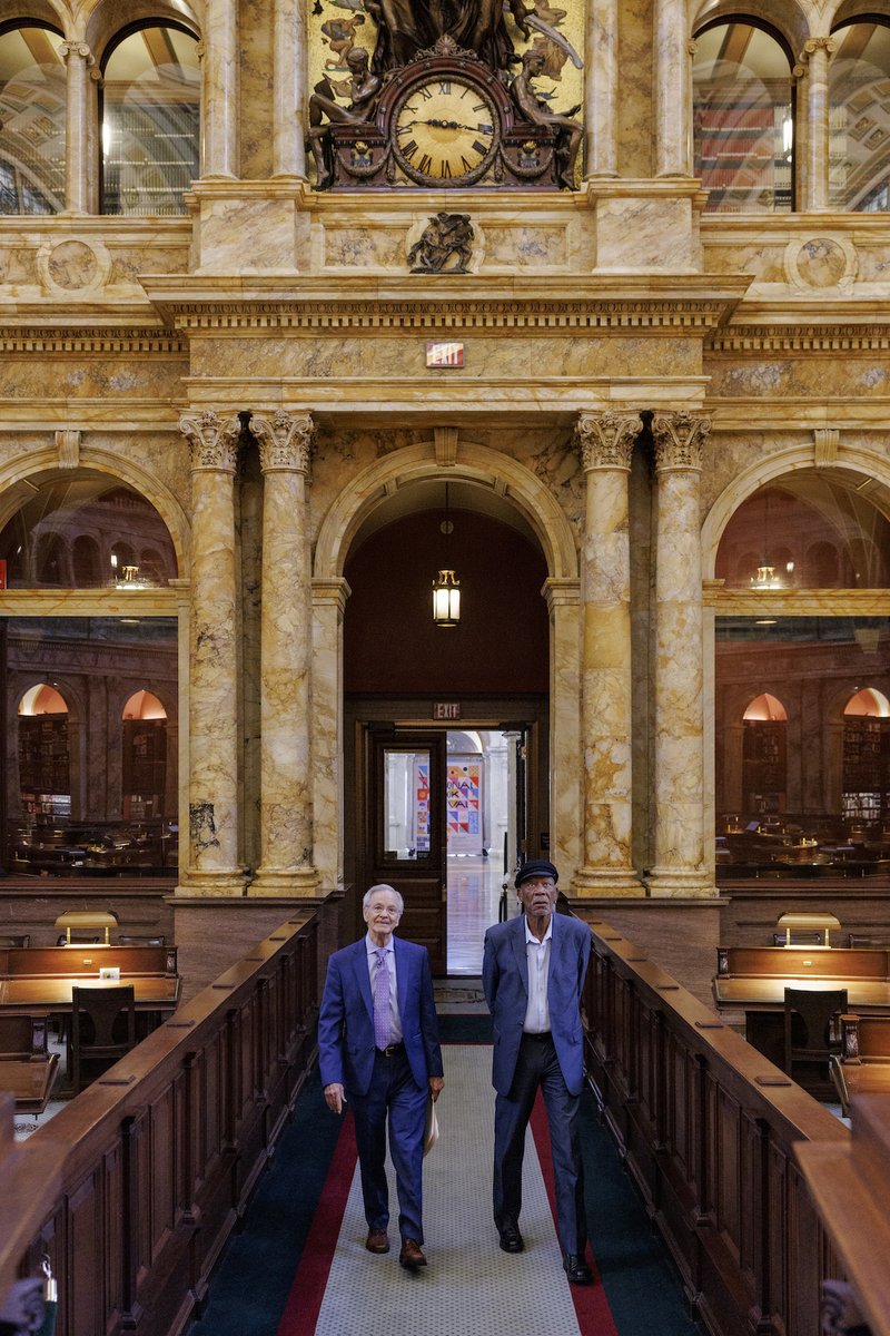 librarycongress's tweet photo. Morgan Freeman stopped by recently to learn more about the 761st Tank Battalion, known as “the Black Panthers.” The Library holds the two known existing copies of a book about the segregated WWII Army unit that was referenced for an upcoming documentary that Freeman worked on. https://t.co/wrh5e2lmg7