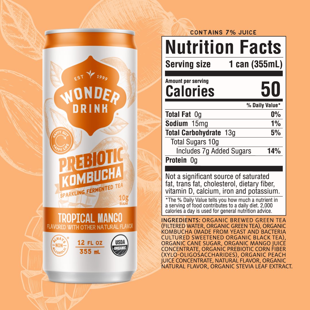 wonder_drink's tweet image. Prebiotic plant-based fibers, organic ingredients, and delicious tropical flavor. 😎

 #WonderDrink #guthealth #prebiotics #kombucha