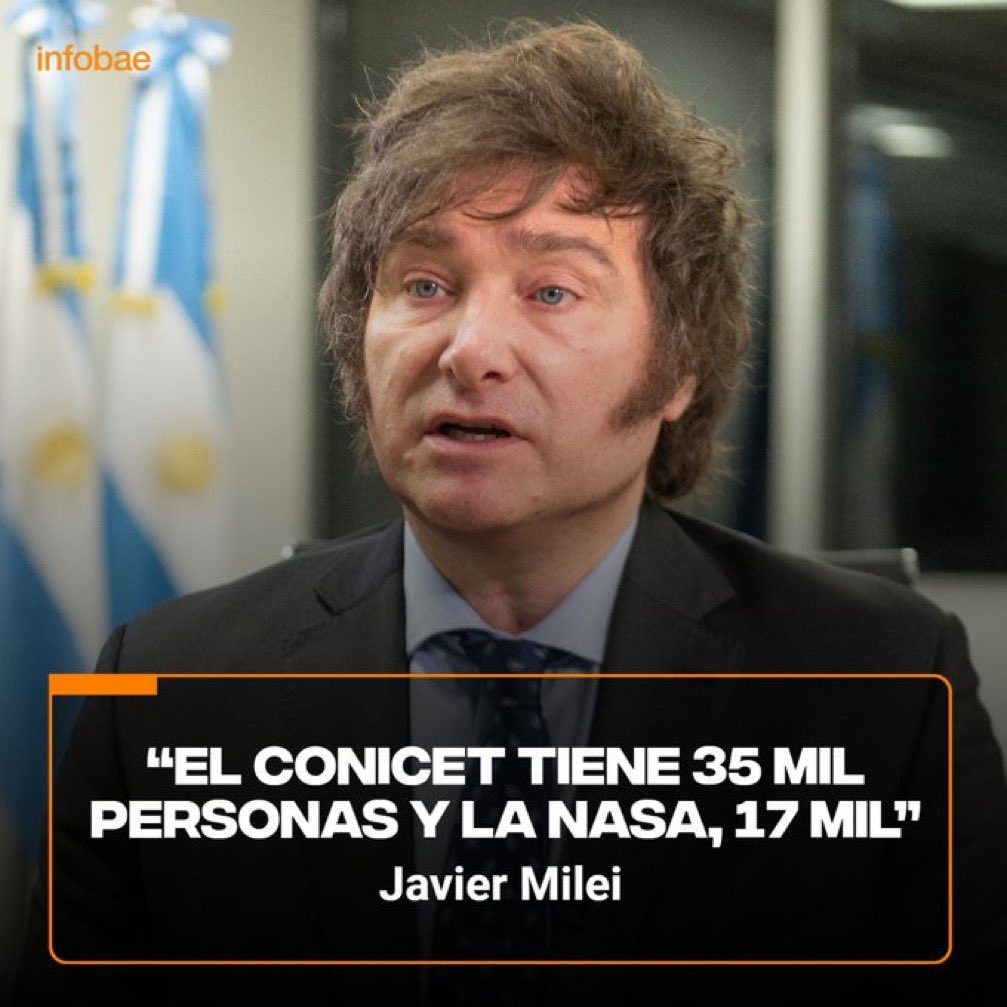 Presupuesto NASA: U$S 23.000 millones.

Presupuesto CONICET: U$S 285 millones.

🤡