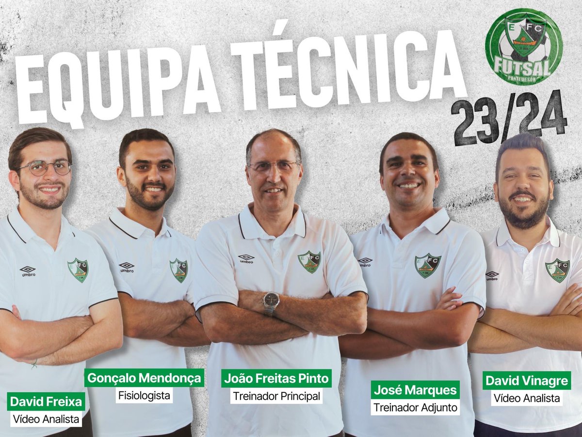 ✍ 𝗘𝗾𝘂𝗶𝗽𝗮 𝘁𝗲́𝗰𝗻𝗶𝗰𝗮 𝗙𝘂𝘁𝘀𝗮𝗹 𝘀𝗲́𝗻𝗶𝗼𝗿

O Eléctrico Futebol Clube dá as boas vindas aos novos elementos e deseja um bom trabalho a todos!

⛵️🟢⚫️⚪️🦊
#FutsalEFC
#AlmaElectrico 
#SoHaUmElectrico