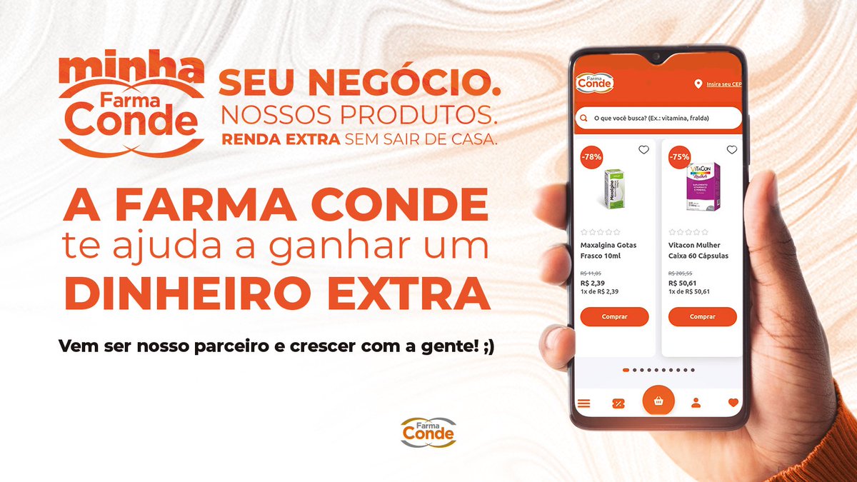 Farma_Conde's tweet photo. Poder ter um negócio para chamar de seu é incrível, né?  💼 

Agora tudo isso é possível através do “Minha Farma Conde”!      

Venha crescer com a gente, e seja parceiro você também.   Conheça mais https://t.co/0nyagIjwcw  🧡 https://t.co/Pyu5gWpZqg