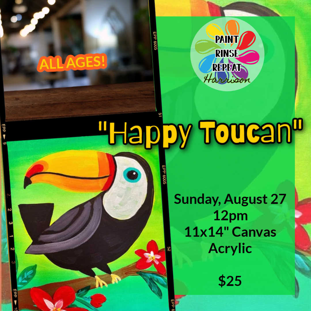 PaintRinse's tweet photo. Happy Toucan painting class is great for children ages 8-13!  Have a fun family day in Harrison. 
https://t.co/NWVrTKl43z https://t.co/AkW6yDb16a