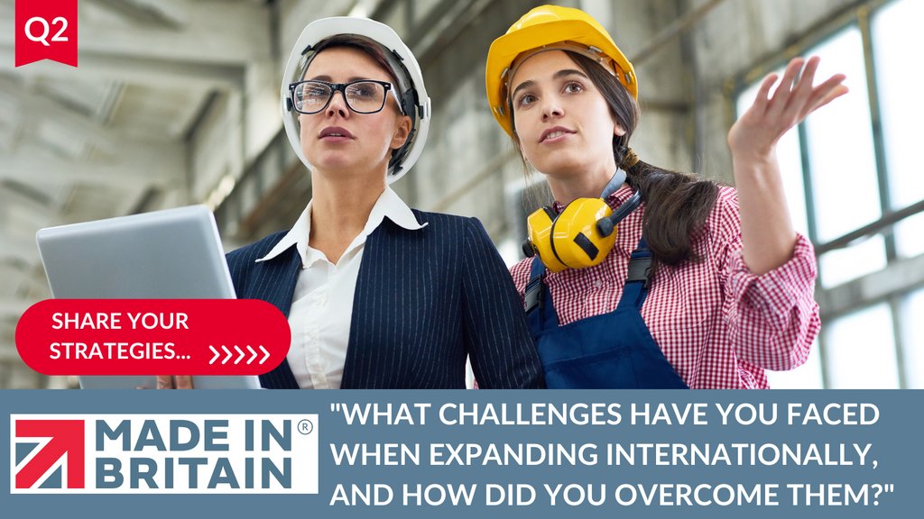 MadeinBritainGB's tweet photo. Q2. What challenges have you encountered when expanding internationally, and how did you overcome them?
Share your strategies for overcoming hurdles.
#MadeinBritainHour #MiBHour #MadeinBritain #UKMFG https://t.co/TT8YB5NaEo